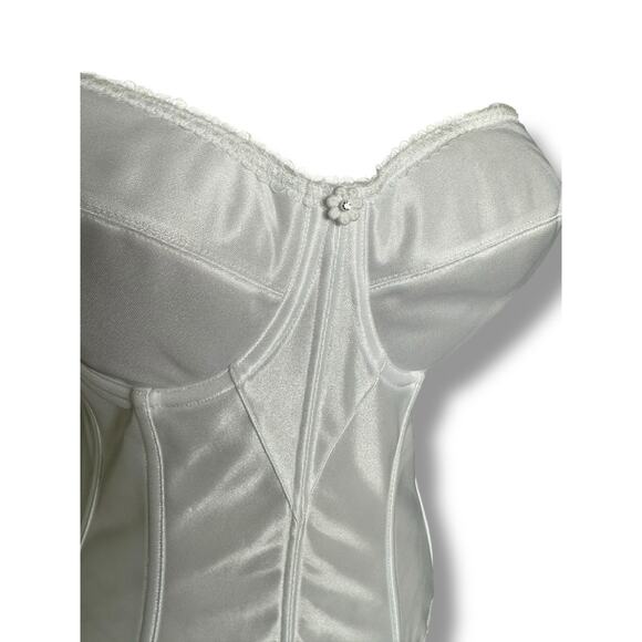 Dominique Intimate Apparel Bustier Backless Bra White Satin Plus Size 42B - Picture 2 of 7